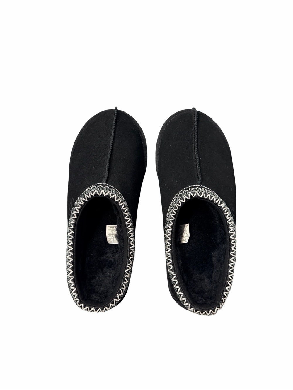UGG Black Slip-On Women's Suede Slippers with Contrast Stitching